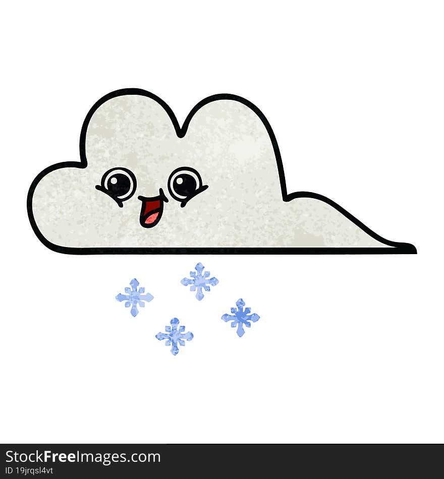 Retro Grunge Texture Cartoon Snow Cloud