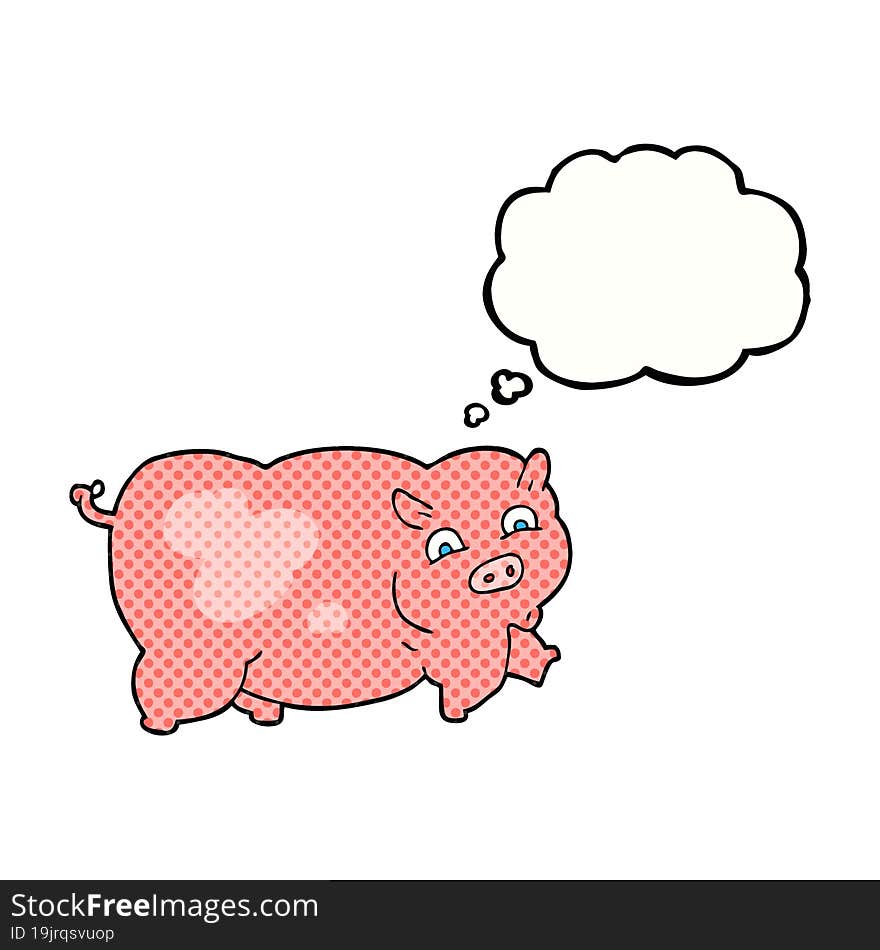 freehand drawn thought bubble cartoon pig