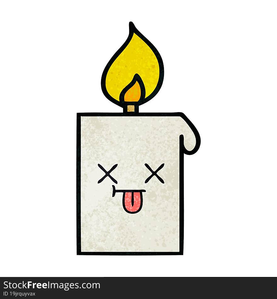 Retro Grunge Texture Cartoon Lit Candle