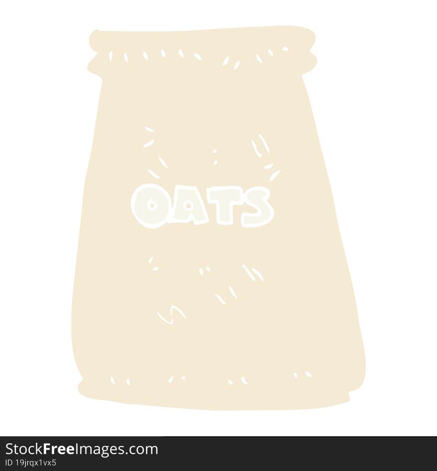 flat color illustration of a cartoon bag of oats