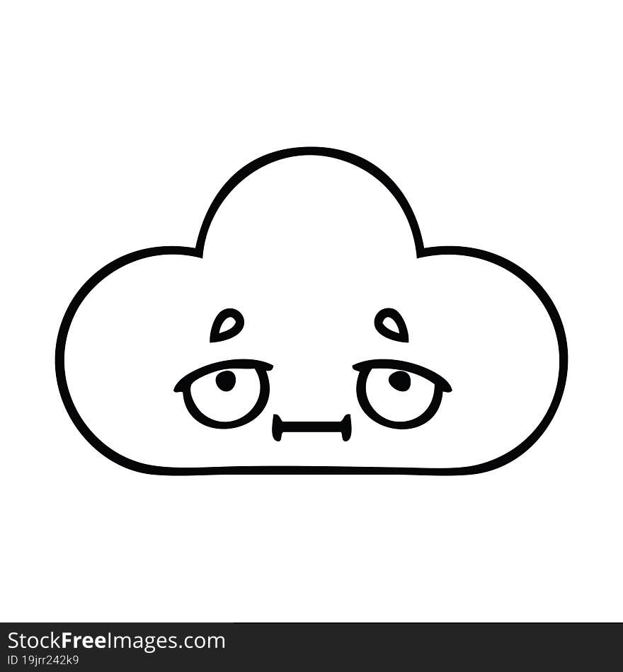 line drawing cartoon white cloud