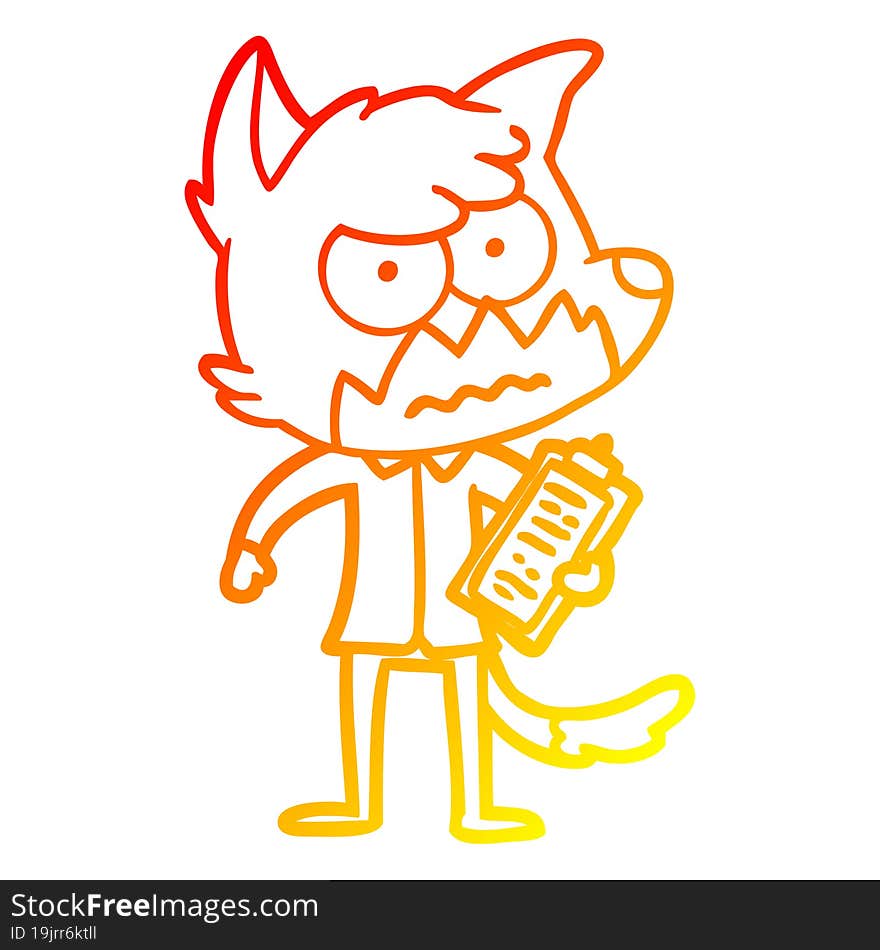 warm gradient line drawing cartoon annoyed fox