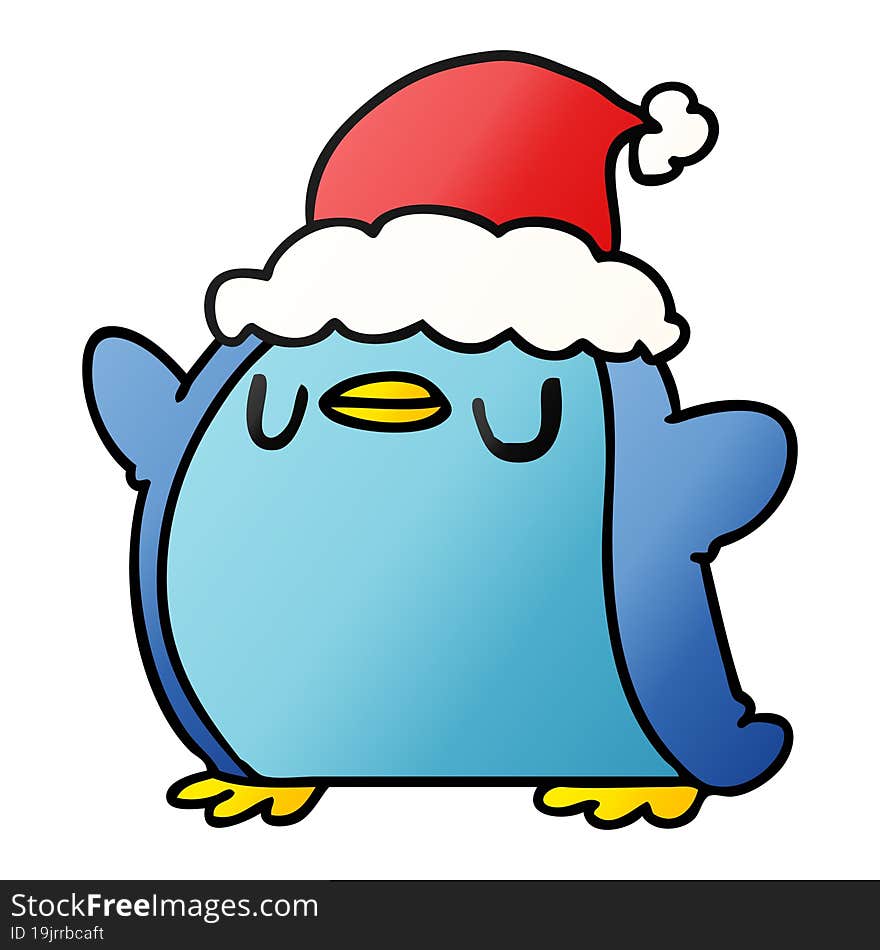 christmas gradient cartoon of kawaii penguin