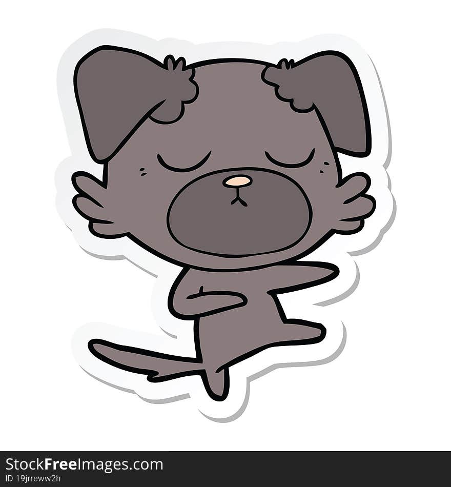 Sticker Of A Cute Cartoon Dog