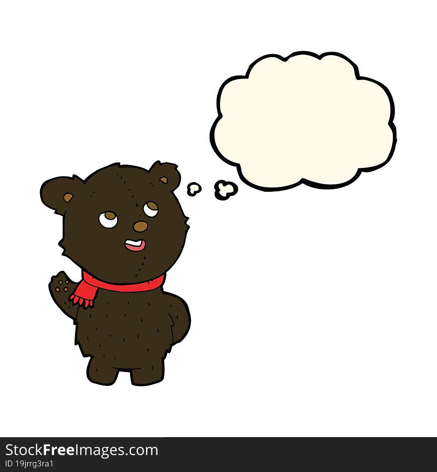 cartoon cute black bear cub with thought bubble