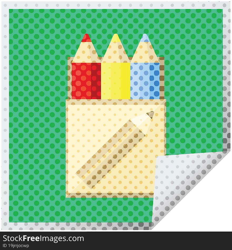 pack of coloring pencils graphic square sticker