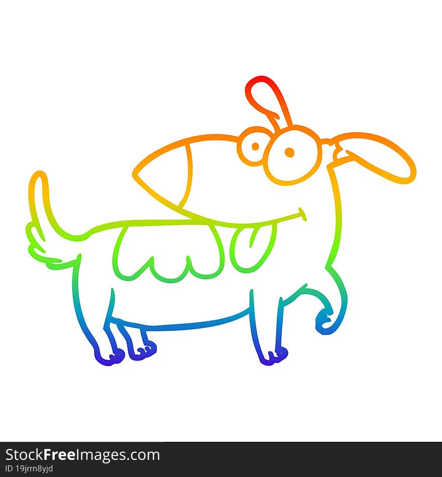 rainbow gradient line drawing of a happy dog