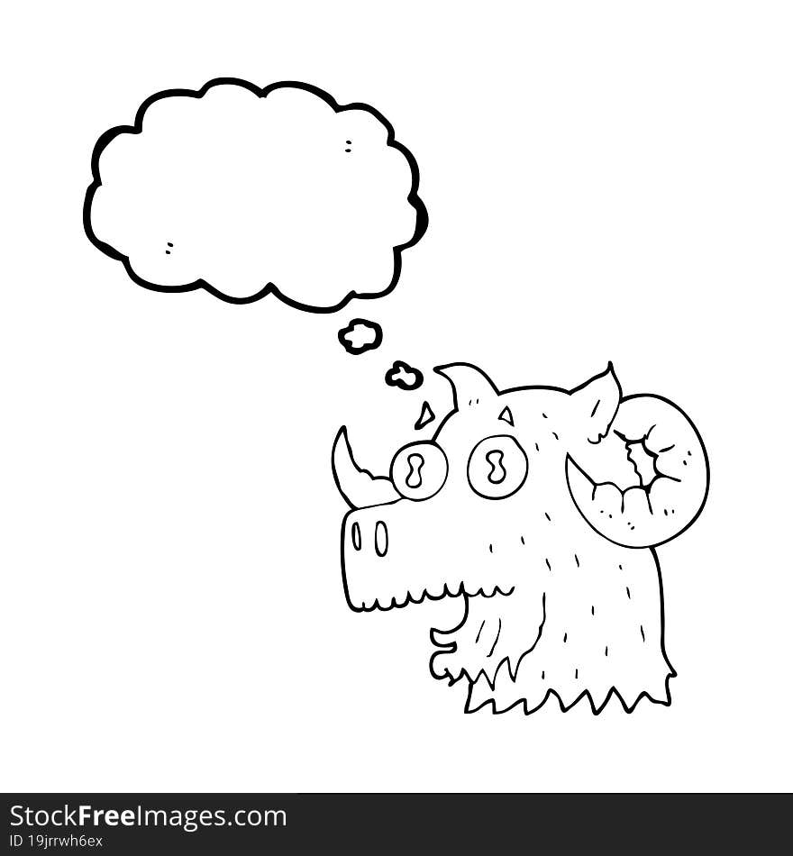 Thought Bubble Cartoon Ram Head