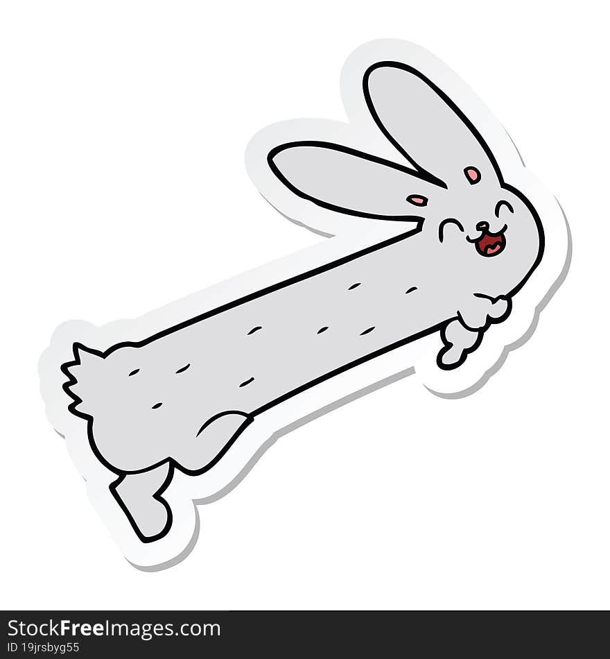 Sticker Of A Funny Cartoon Rabbit