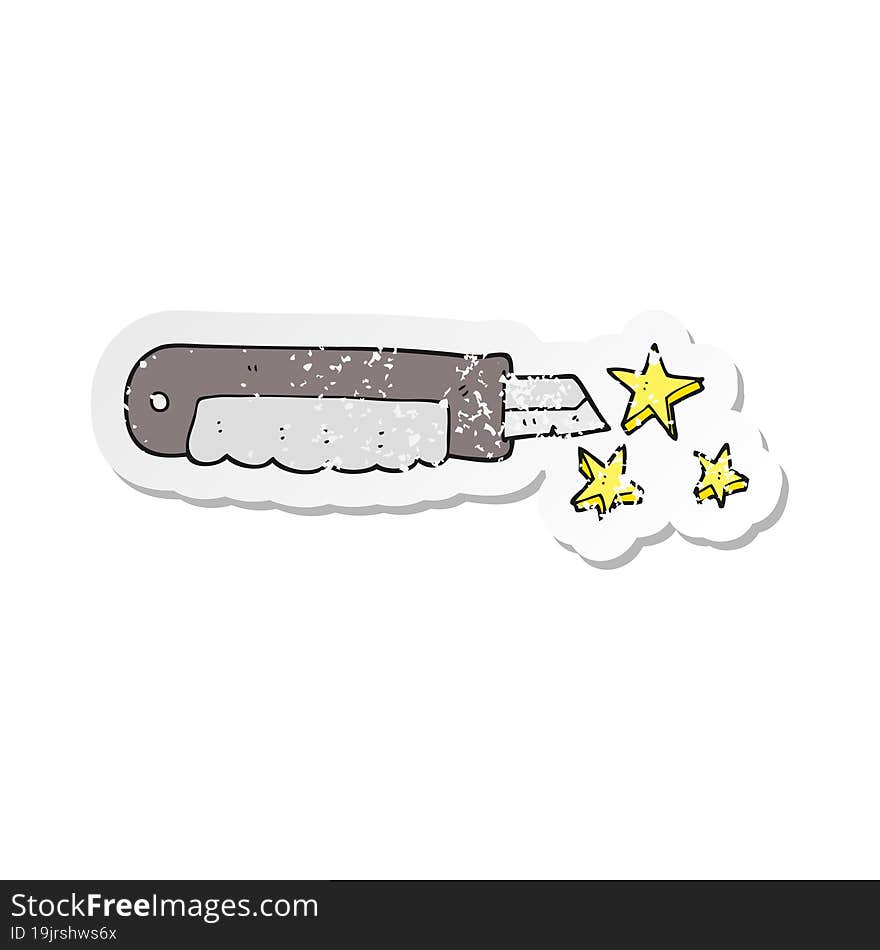 retro distressed sticker of a cartoon knife