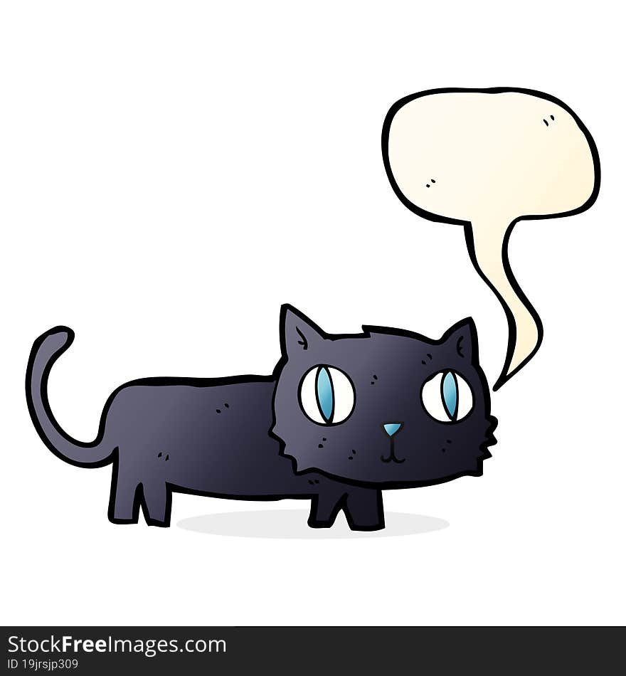 cartoon black cat with speech bubble