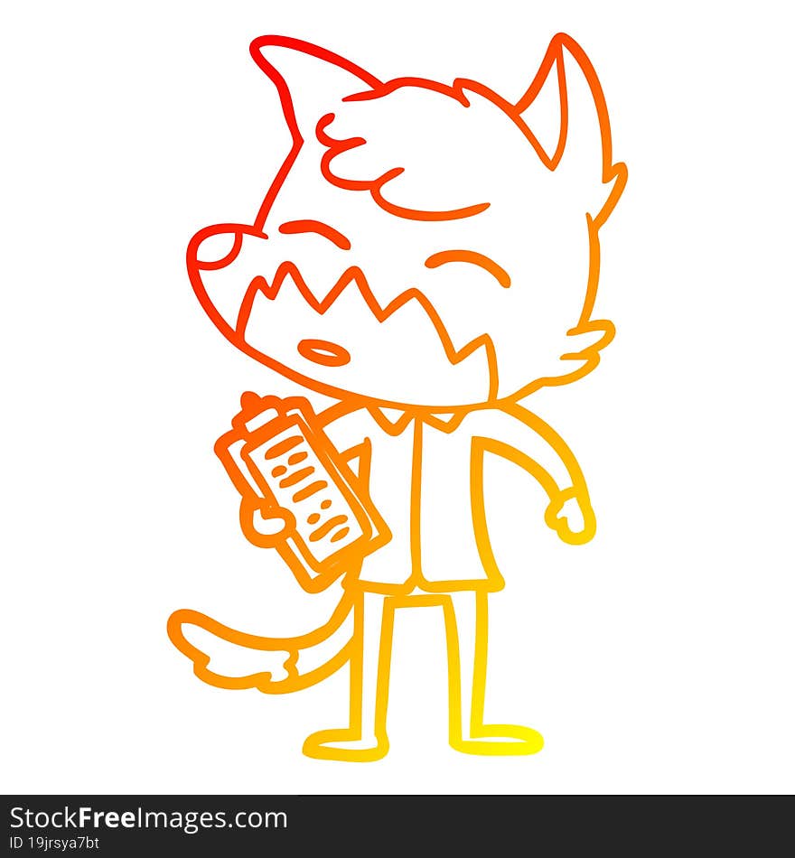 warm gradient line drawing cartoon fox