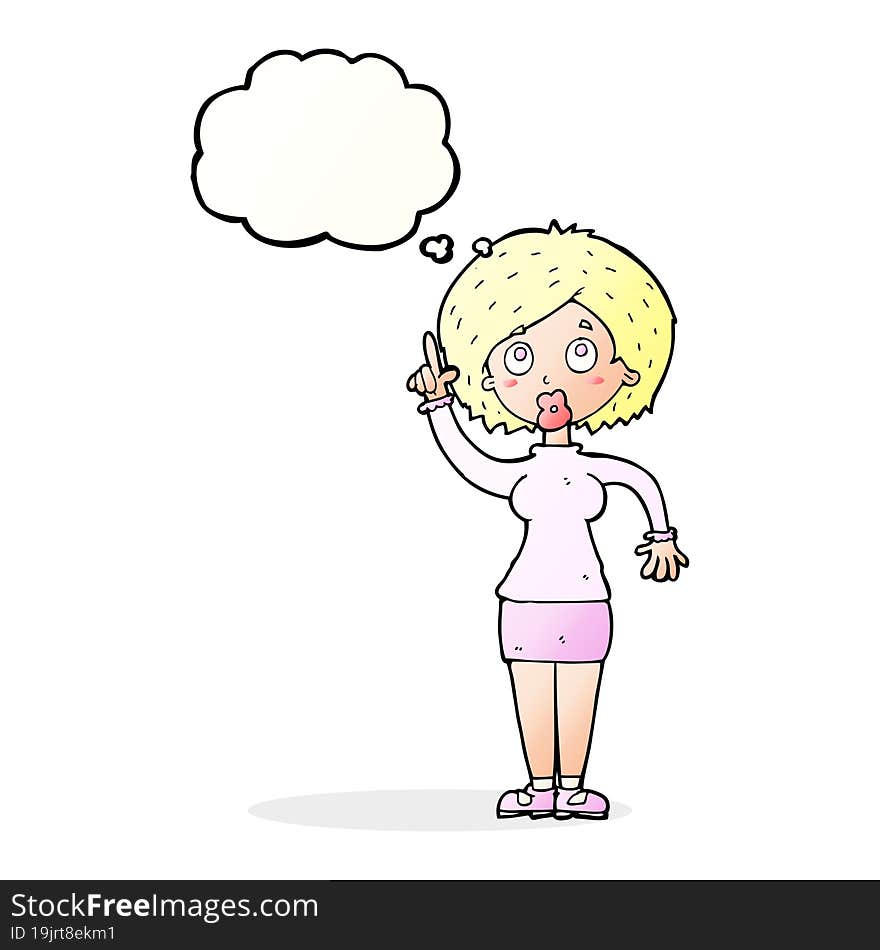 cartoon woman with idea with thought bubble