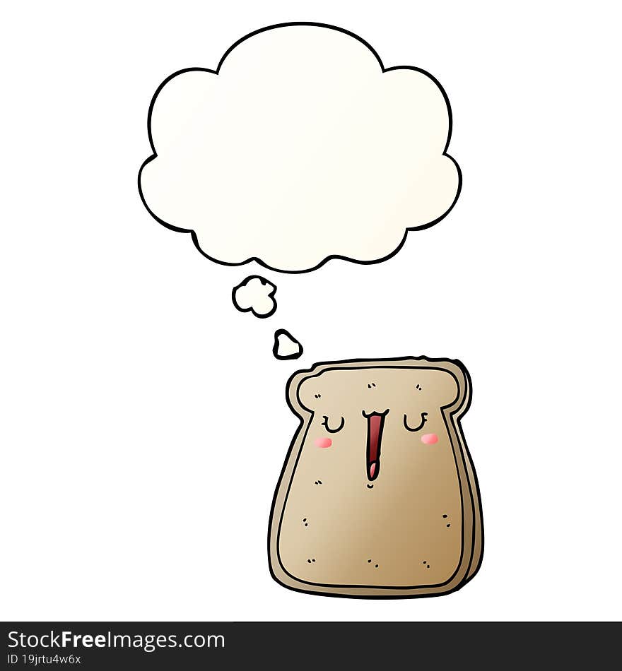 cartoon toast with thought bubble in smooth gradient style