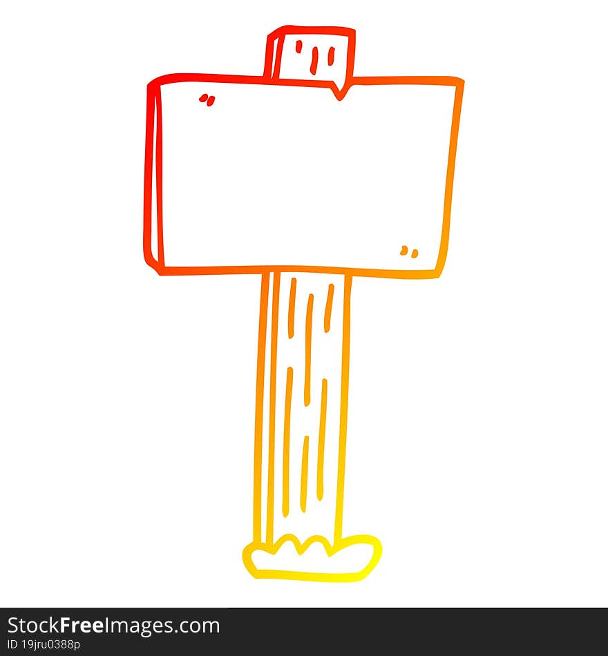 warm gradient line drawing of a cartoon sign post