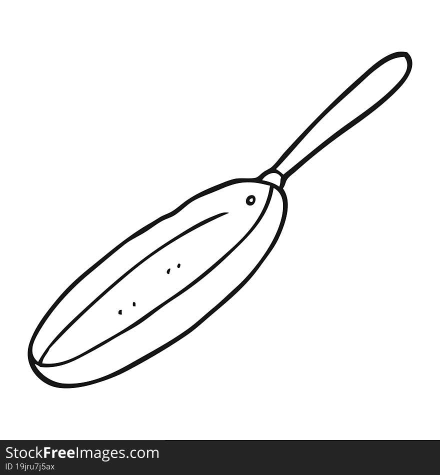 black and white cartoon frying pan