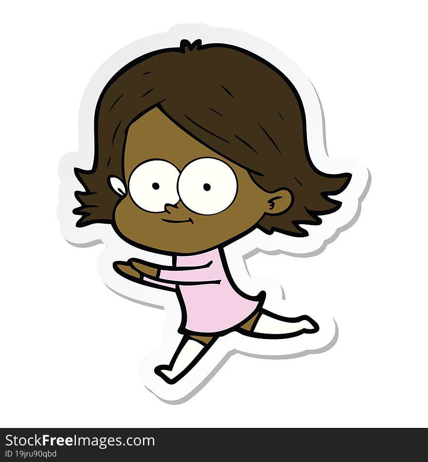 sticker of a happy cartoon girl