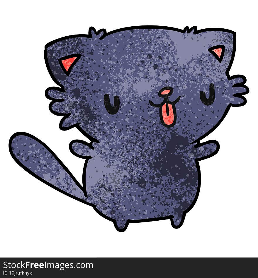 textured cartoon of cute kawaii cat