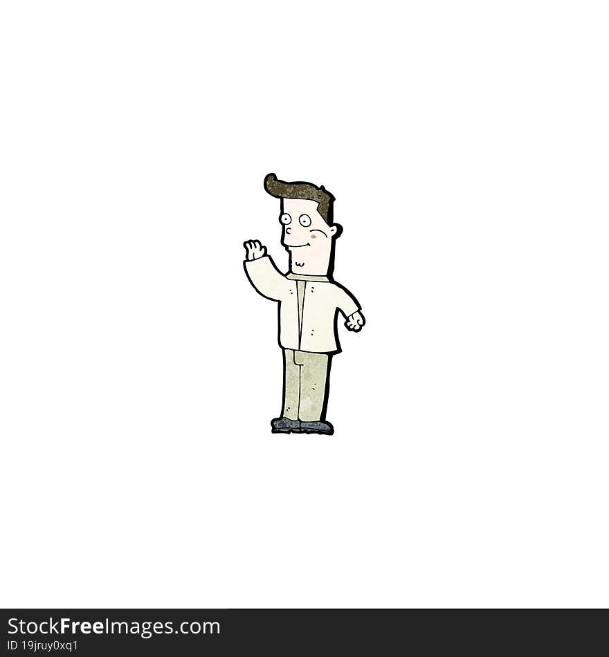 cartoon waving man