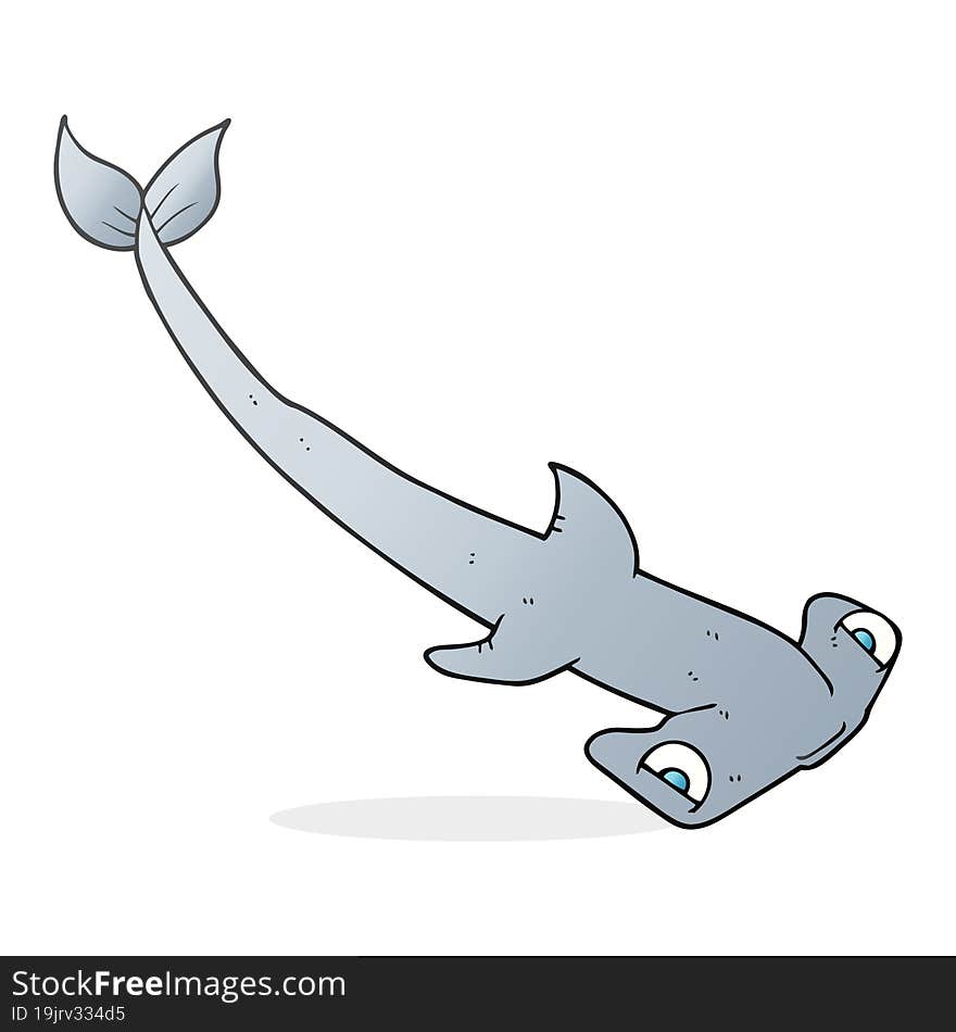 freehand drawn cartoon hammerhead shark