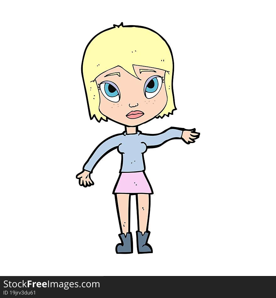 cartoon woman waving hand