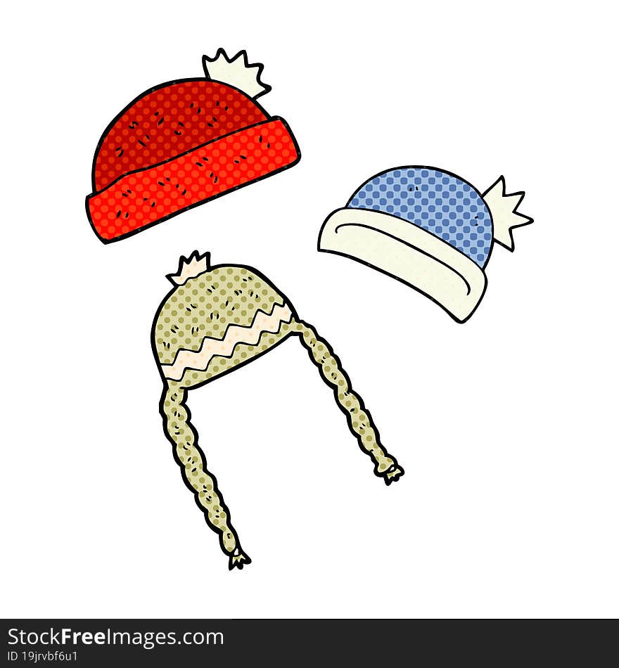 freehand drawn cartoon winter hats