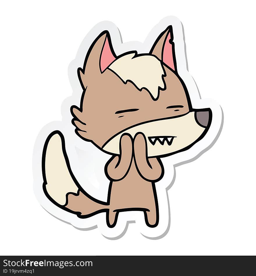 sticker of a cartoon wolf showing teeth