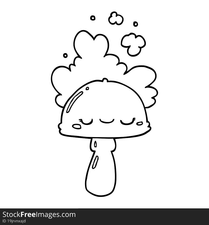 cartoon mushroom with spoor cloud