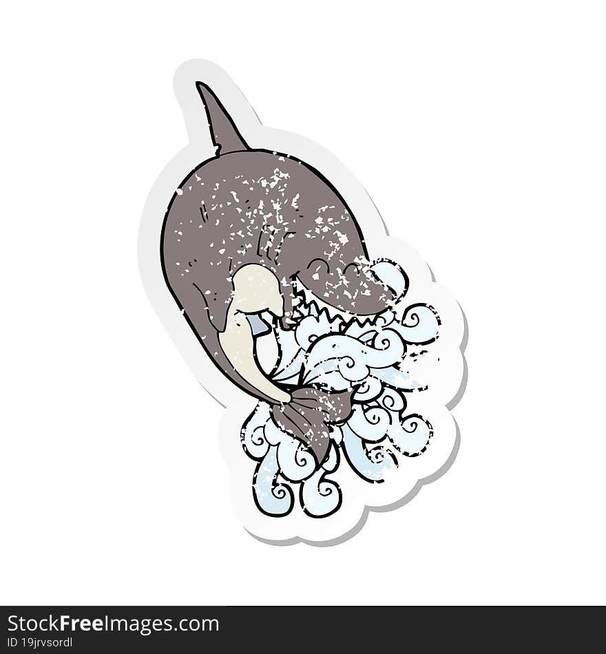 retro distressed sticker of a cartoon shark