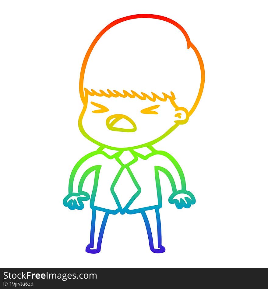 rainbow gradient line drawing cartoon stressed man