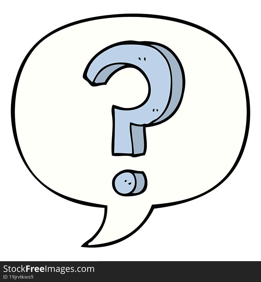 cartoon question mark with speech bubble. cartoon question mark with speech bubble