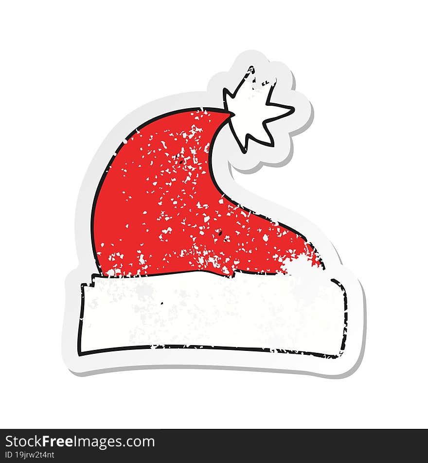 retro distressed sticker of a cartoon christmas hat