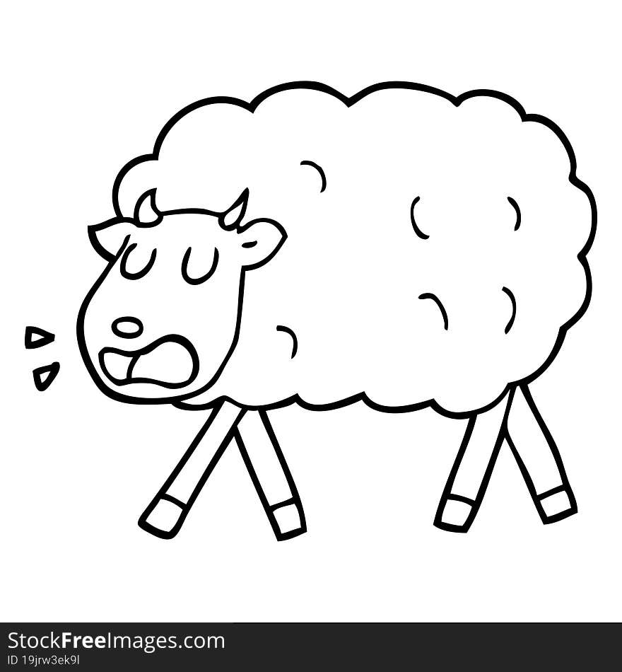 black and white cartoon sheep