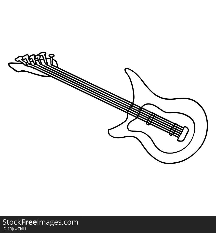 hand drawn line drawing doodle of a guitar