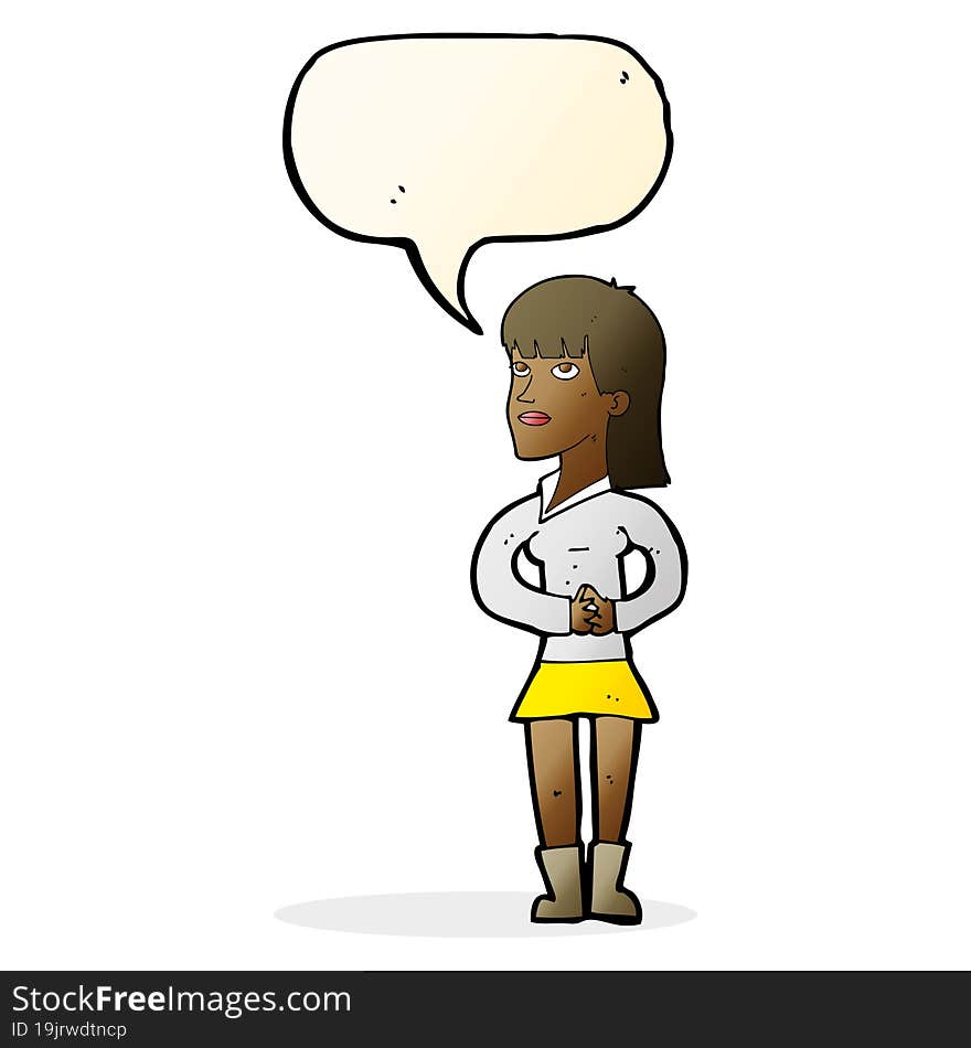 cartoon woman waiting with speech bubble