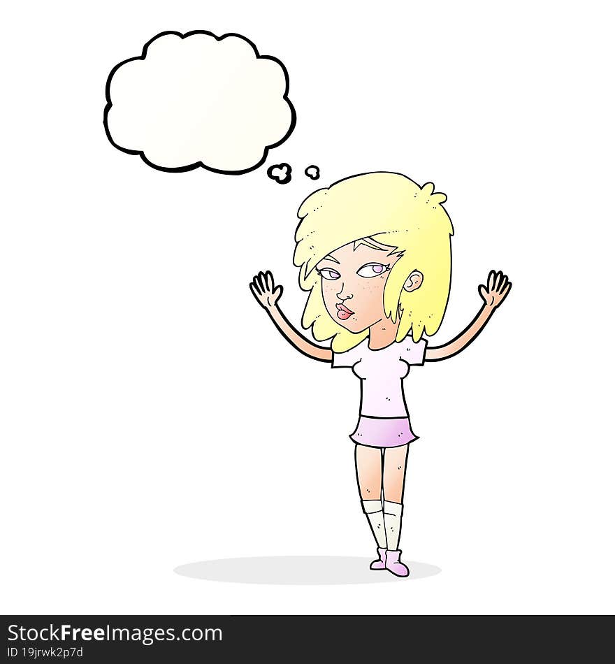 Cartoon Pretty Girl With Thought Bubble