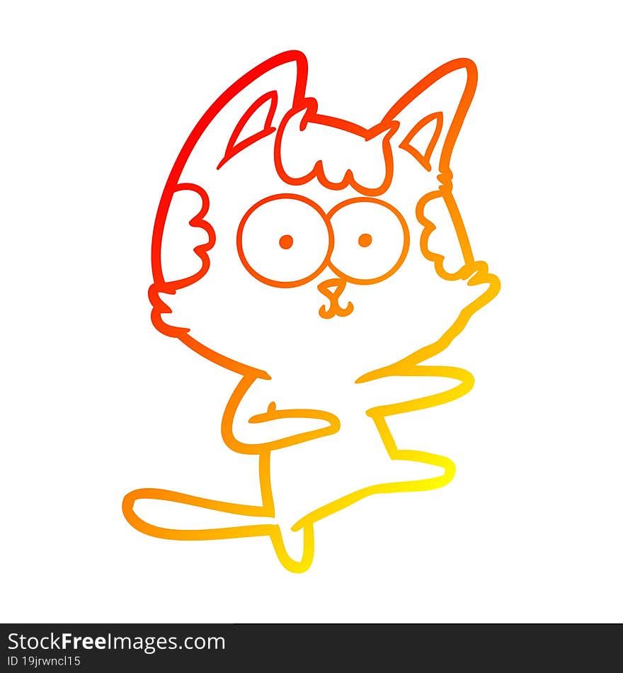 warm gradient line drawing dancing cartoon cat