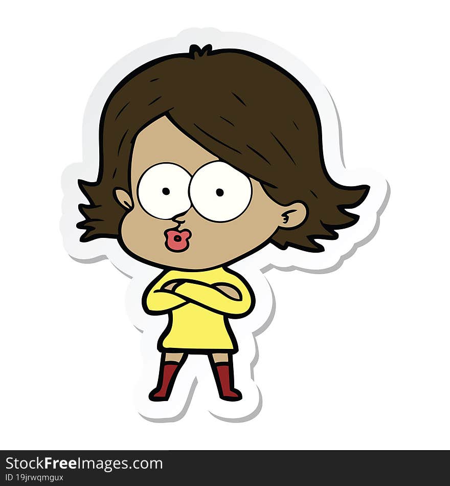 Sticker Of A Cartoon Girl Pouting