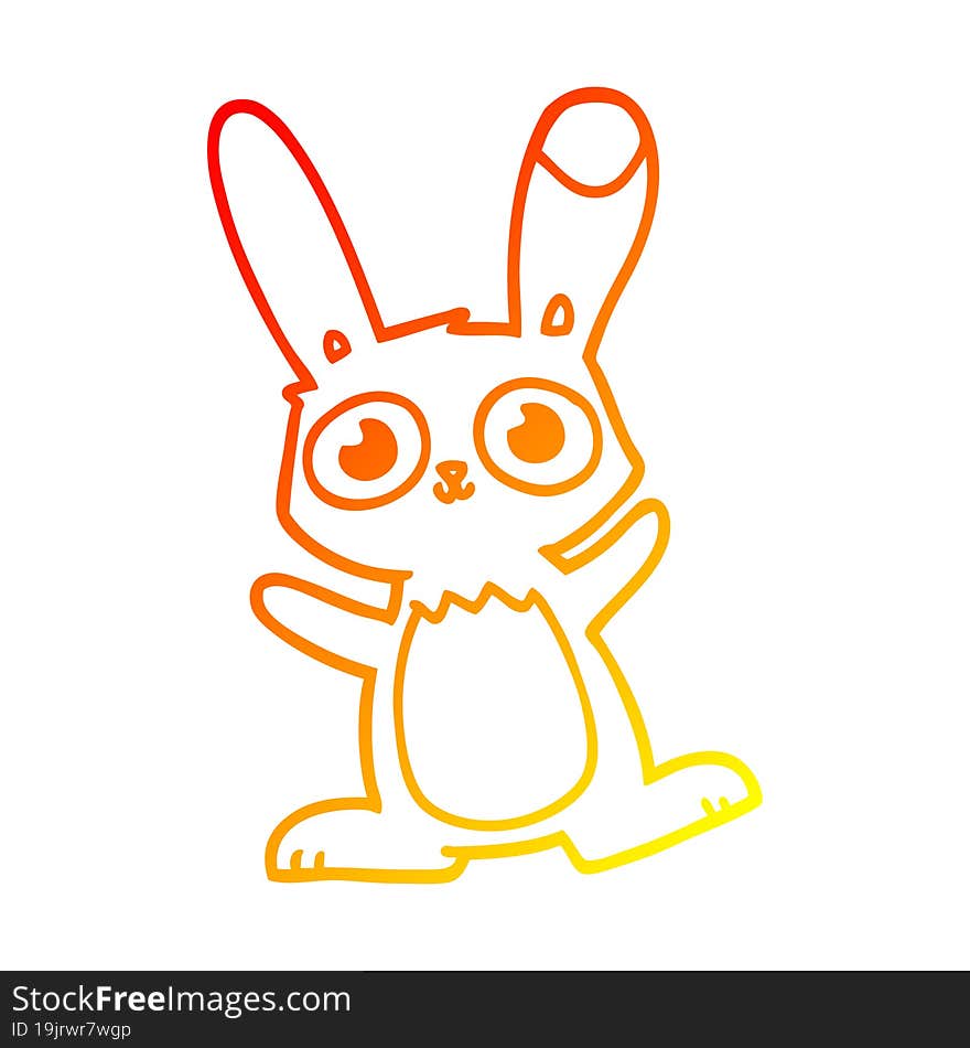 warm gradient line drawing of a cute cartoon rabbit