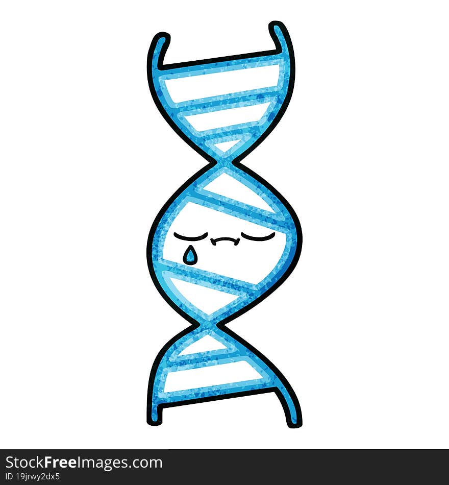 retro grunge texture cartoon of a DNA strand