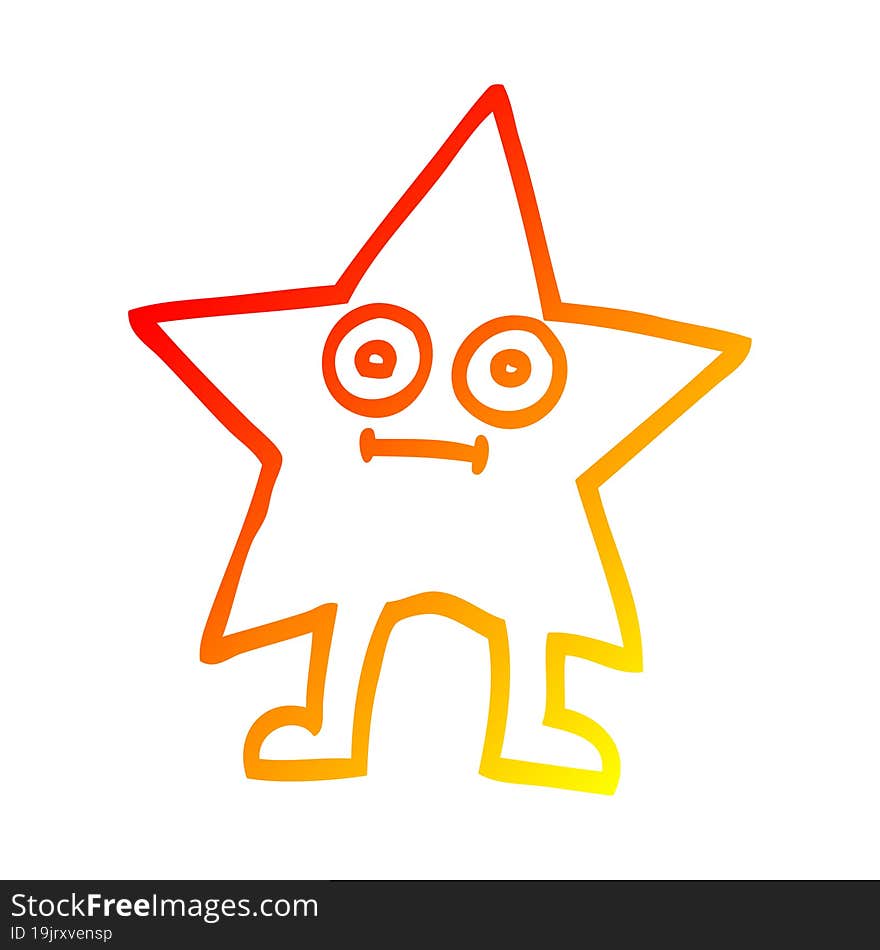 Warm Gradient Line Drawing Cartoon Star Character