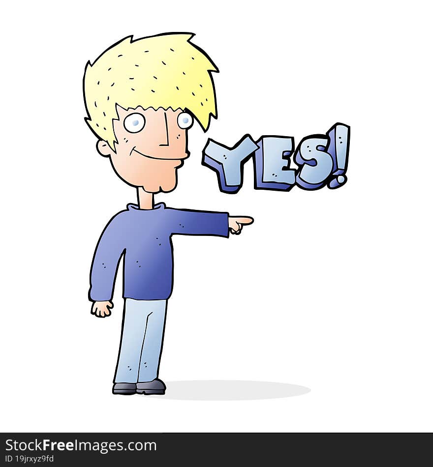 cartoon man saying yes