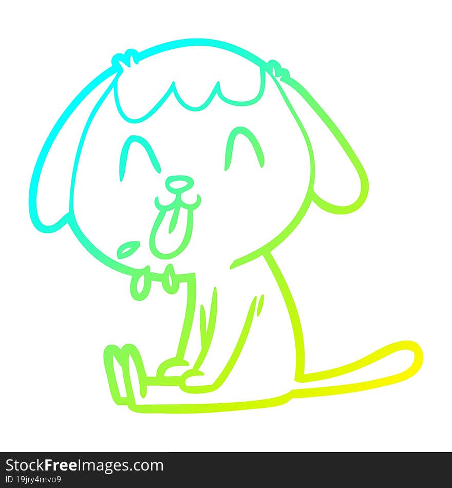 Cold Gradient Line Drawing Cute Cartoon Dog