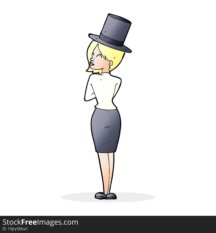 cartoon woman in top hat