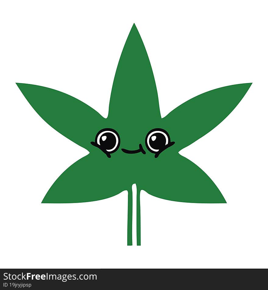 flat color retro cartoon marijuana leaf