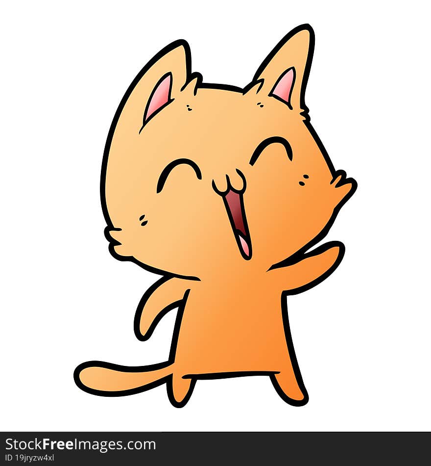 happy cartoon cat meowing. happy cartoon cat meowing