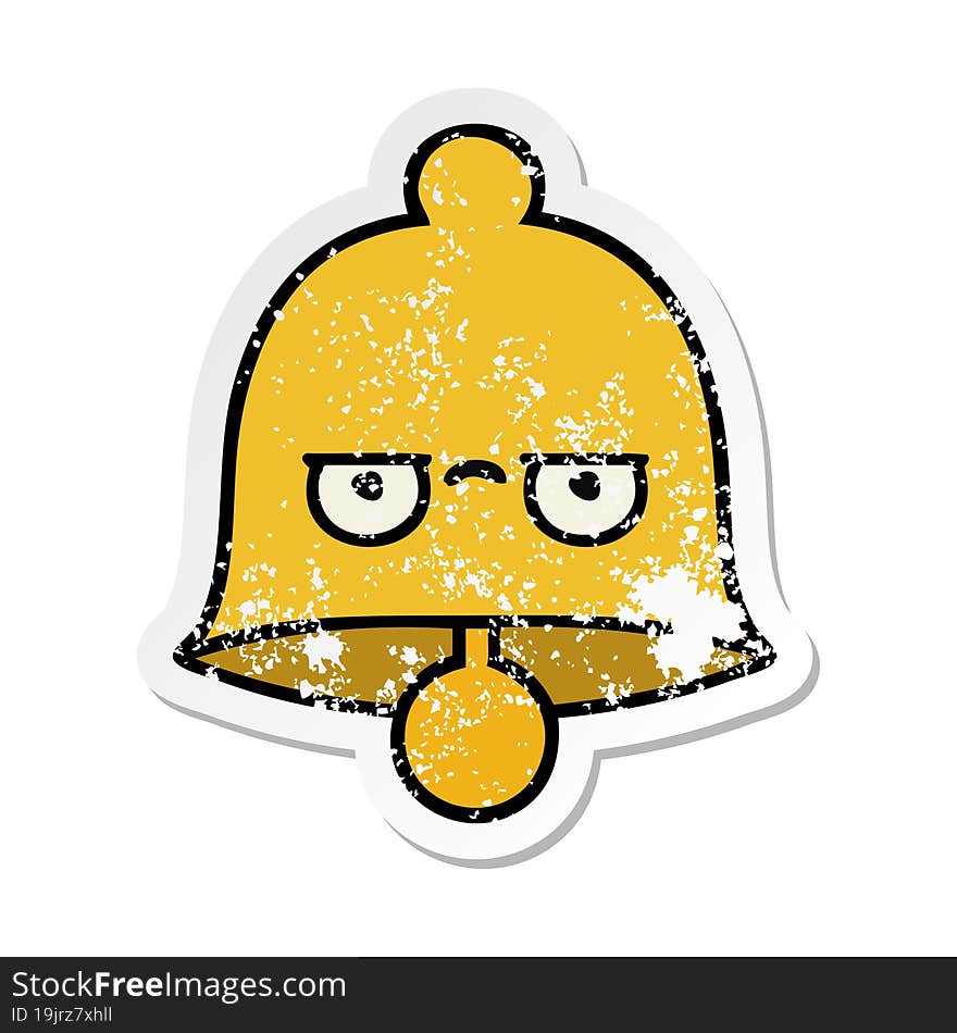 distressed sticker of a cute cartoon bell