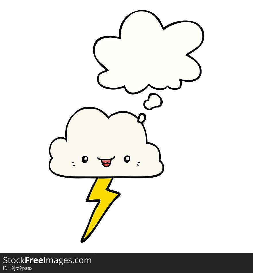 cartoon storm cloud with thought bubble. cartoon storm cloud with thought bubble