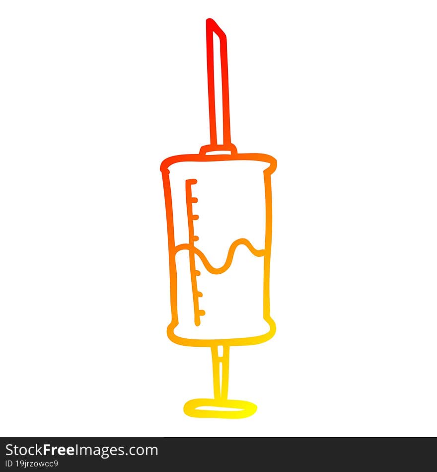 warm gradient line drawing cartoon syringe of blood