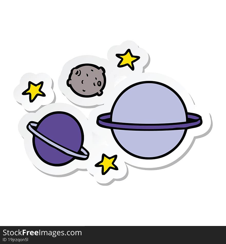 Sticker Of A Cartoon Planets